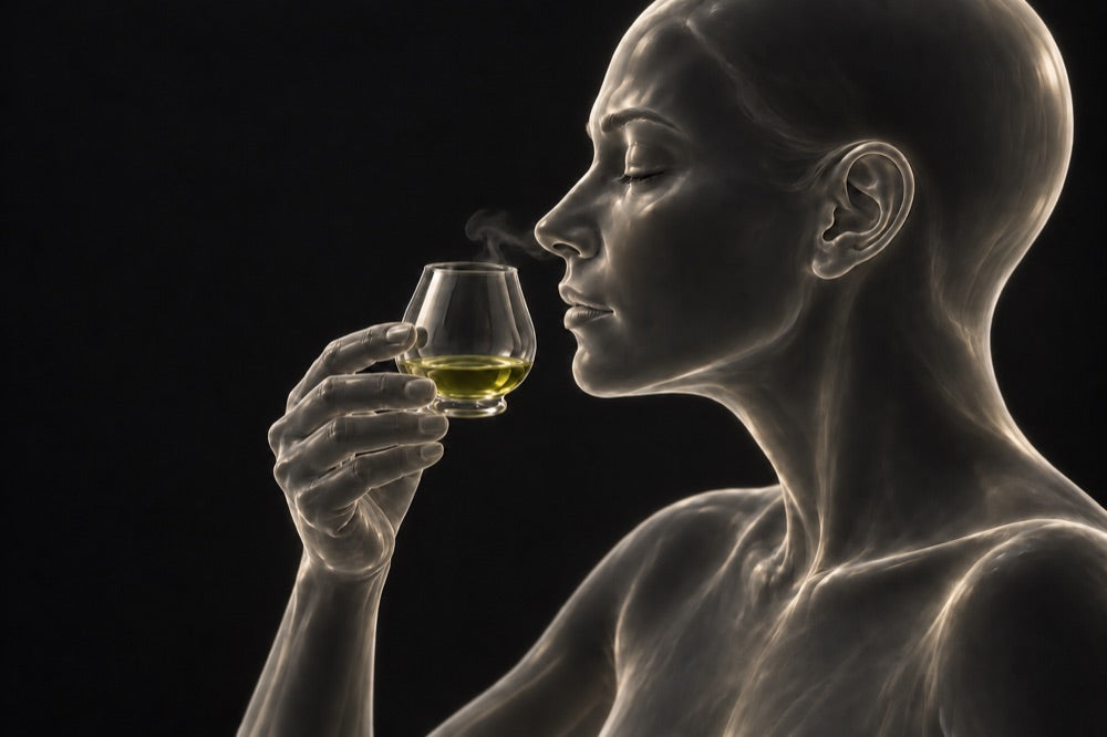 Breathing in the aroma at the rim of the glass